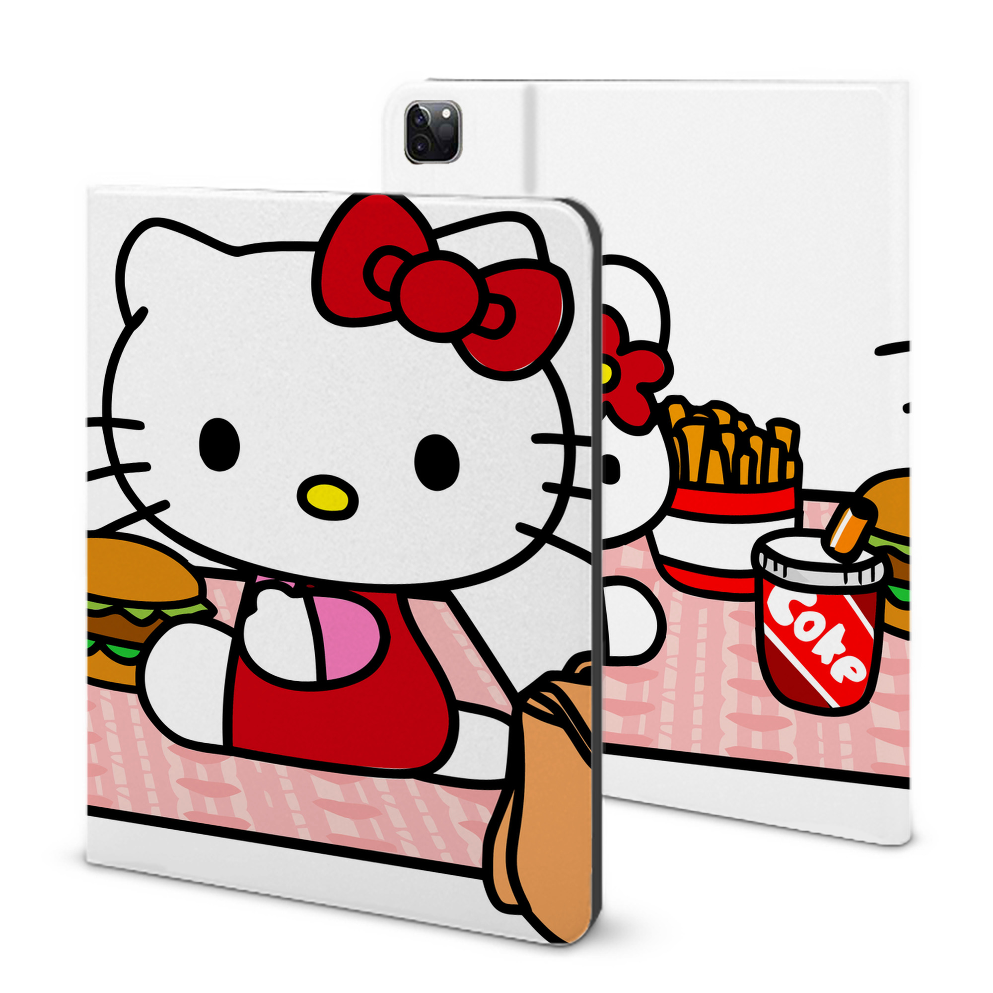 （画像用） Hello Kitty ハローキティ IPad ケース ブック型 PUレザー TPU 耐衝撃 軽量 薄型 ペン収納なし 全面保護 IPad 各モデル対応